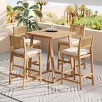 Christopher Knight Home Gaye Ensemble de bar extérieur 5 pièces en rotin et bois d'acacia