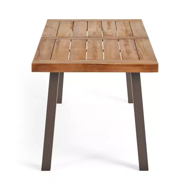 Christopher Knight Home Randy, ensemble de salle à manger d'extérieur 7 pièces en bois d'acacia et osier, avec coussins, teck/brun multiple