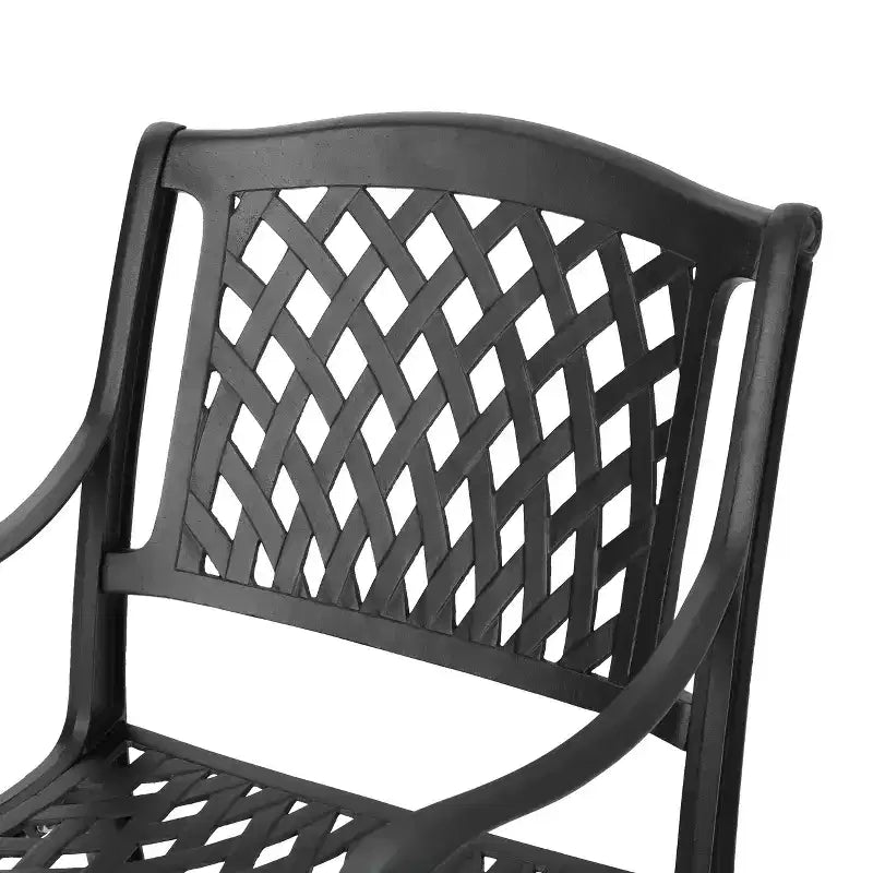 Ensemble de salle à manger d'extérieur Christopher Knight Home Bonneville en aluminium coulé 7 pièces avec trou pour parasol, noir mat antique