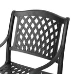 Ensemble de salle à manger d'extérieur Christopher Knight Home Bonneville en aluminium coulé 7 pièces avec trou pour parasol, noir mat antique