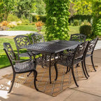 Christopher Knight Home Virago Ensemble de salle à manger extensible 7 pièces en fonte d'aluminium avec trou pour parasol, cuivre brillant