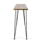 Christopher Knight Home Ensemble de bar 3 pièces industriel extérieur en bois d'acacia avec pieds épingles, Teak