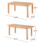 GDFStudio Aloha Ensemble repas extensible 7 pièces en bois d'acacia et osier pour extérieur