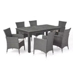 GDFStudio Aloha Ensemble repas extensible 7 pièces en bois d'acacia et osier pour extérieur