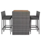 Ensemble de bar 5 pièces d'extérieur en rotin PE Whisen avec plateau de table pliable et coussins