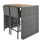 Ensemble de bar 5 pièces d'extérieur en rotin PE Whisen avec plateau de table pliable et coussins