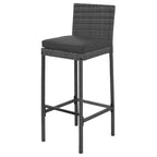 Ensemble de bar 5 pièces d'extérieur en rotin PE Whisen avec plateau de table pliable et coussins