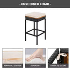 Ensemble de bar 5 pièces d'extérieur en rotin PE Whisen avec plateau de table pliable et coussins