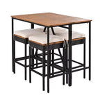 Ensemble de bar 5 pièces d'extérieur en rotin PE Whisen avec plateau de table pliable et coussins