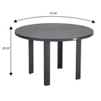 Ensemble de salle à manger d'extérieur 5 pièces LeisureMod Chelsea, table à manger ronde en aluminium de 48 pouces et 4 fauteuils de salle à manger