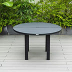 Ensemble de salle à manger d'extérieur 5 pièces LeisureMod Chelsea, table à manger ronde en aluminium de 48 pouces et 4 fauteuils de salle à manger