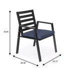 Ensemble de salle à manger d'extérieur 5 pièces LeisureMod Chelsea, table à manger ronde en aluminium de 48 pouces et 4 fauteuils de salle à manger