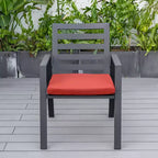 Ensemble de salle à manger d'extérieur 5 pièces LeisureMod Chelsea, table à manger ronde en aluminium de 48 pouces et 4 fauteuils de salle à manger