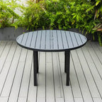 Ensemble de salle à manger d'extérieur 5 pièces LeisureMod Chelsea, table à manger ronde en aluminium de 48 pouces et 4 fauteuils de salle à manger