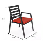 Ensemble de salle à manger d'extérieur 5 pièces LeisureMod Chelsea, table à manger ronde en aluminium de 48 pouces et 4 fauteuils de salle à manger