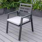 Ensemble de salle à manger d'extérieur 5 pièces LeisureMod Chelsea, table à manger ronde en aluminium de 48 pouces et 4 fauteuils de salle à manger