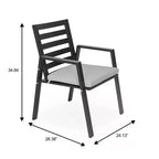 Ensemble de salle à manger d'extérieur 5 pièces LeisureMod Chelsea, table à manger ronde en aluminium de 48 pouces et 4 fauteuils de salle à manger