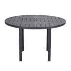 Ensemble de salle à manger d'extérieur 5 pièces LeisureMod Chelsea, table à manger ronde en aluminium de 48 pouces et 4 fauteuils de salle à manger