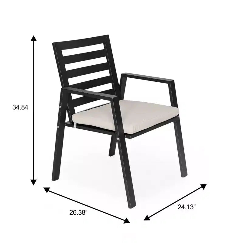 Ensemble de salle à manger de patio 7 pièces LeisureMod Chelsea, table à manger ronde en aluminium de 60 po et 6 fauteuils de salle à manger