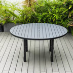 Ensemble de salle à manger de patio 7 pièces LeisureMod Chelsea, table à manger ronde en aluminium de 60 po et 6 fauteuils de salle à manger