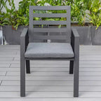 Ensemble de salle à manger de patio 7 pièces LeisureMod Chelsea, table à manger ronde en aluminium de 60 po et 6 fauteuils de salle à manger