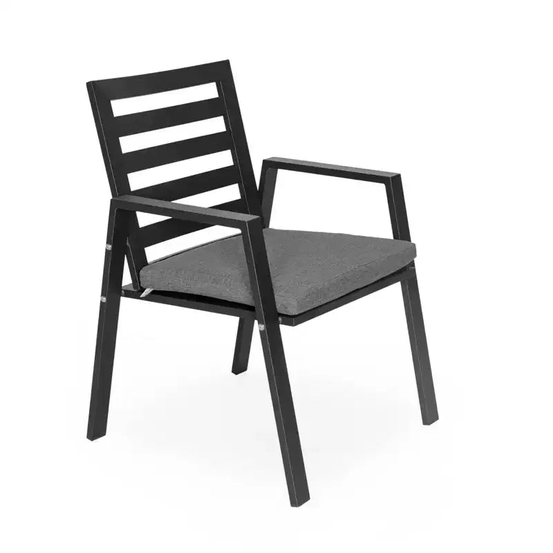 Ensemble de salle à manger de patio 7 pièces LeisureMod Chelsea, table à manger ronde en aluminium de 60 po et 6 fauteuils de salle à manger