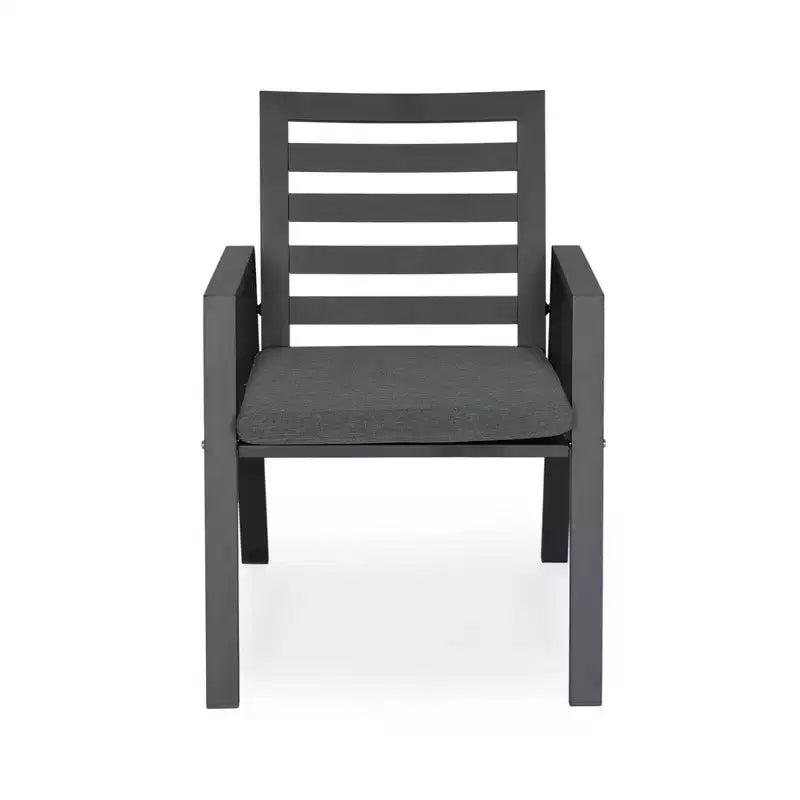 Ensemble de salle à manger de patio 7 pièces LeisureMod Chelsea, table à manger ronde en aluminium de 60 po et 6 fauteuils de salle à manger
