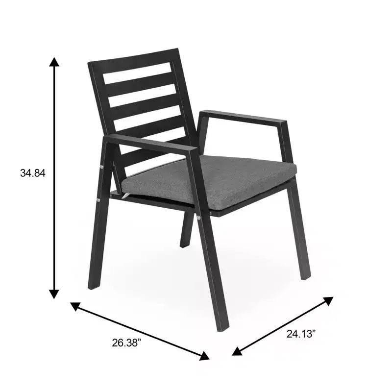 Ensemble de salle à manger de patio 7 pièces LeisureMod Chelsea, table à manger ronde en aluminium de 60 po et 6 fauteuils de salle à manger