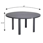 Ensemble de salle à manger de patio 7 pièces LeisureMod Chelsea, table à manger ronde en aluminium de 60 po et 6 fauteuils de salle à manger