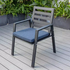 Ensemble de salle à manger de patio 7 pièces LeisureMod Chelsea, table à manger ronde en aluminium de 60 po et 6 fauteuils de salle à manger