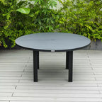 Ensemble de salle à manger de patio 7 pièces LeisureMod Chelsea, table à manger ronde en aluminium de 60 po et 6 fauteuils de salle à manger