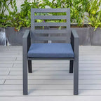 Ensemble de salle à manger de patio 7 pièces LeisureMod Chelsea, table à manger ronde en aluminium de 60 po et 6 fauteuils de salle à manger