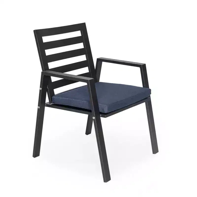 Ensemble de salle à manger de patio 7 pièces LeisureMod Chelsea, table à manger ronde en aluminium de 60 po et 6 fauteuils de salle à manger