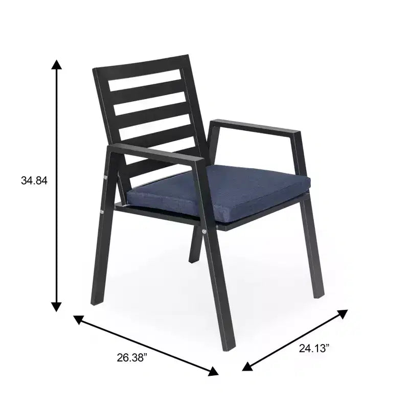 Ensemble de salle à manger de patio 7 pièces LeisureMod Chelsea, table à manger ronde en aluminium de 60 po et 6 fauteuils de salle à manger