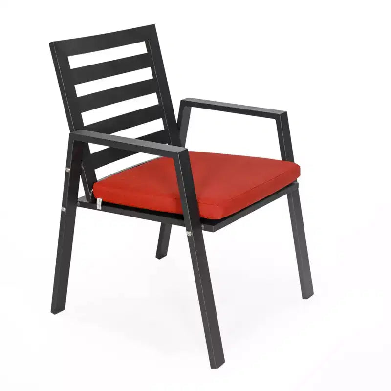 Ensemble de salle à manger de patio 7 pièces LeisureMod Chelsea, table à manger ronde en aluminium de 60 po et 6 fauteuils de salle à manger