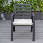 Ensemble de salle à manger de patio 7 pièces LeisureMod Chelsea, table à manger ronde en aluminium de 60 po et 6 fauteuils de salle à manger