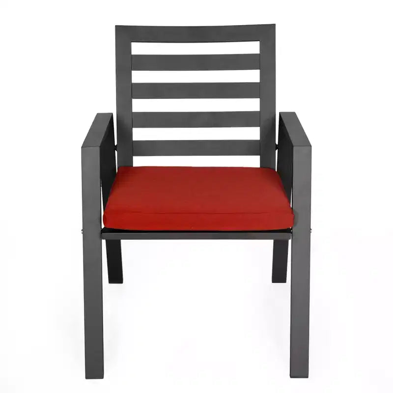 Ensemble de salle à manger de patio 7 pièces LeisureMod Chelsea, table à manger ronde en aluminium de 60 po et 6 fauteuils de salle à manger