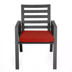 Ensemble de salle à manger de patio 7 pièces LeisureMod Chelsea, table à manger ronde en aluminium de 60 po et 6 fauteuils de salle à manger