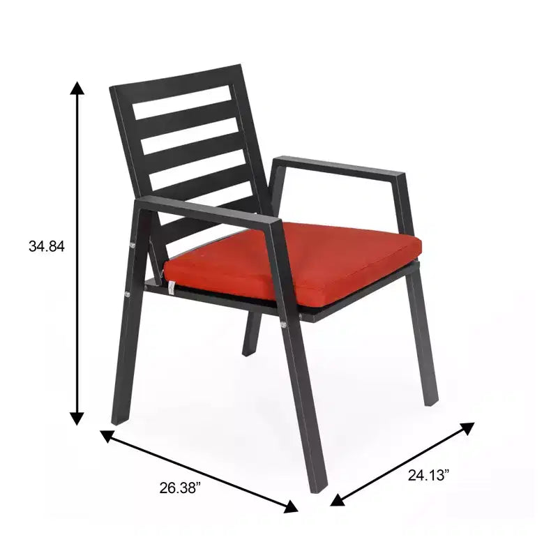 Ensemble de salle à manger de patio 7 pièces LeisureMod Chelsea, table à manger ronde en aluminium de 60 po et 6 fauteuils de salle à manger