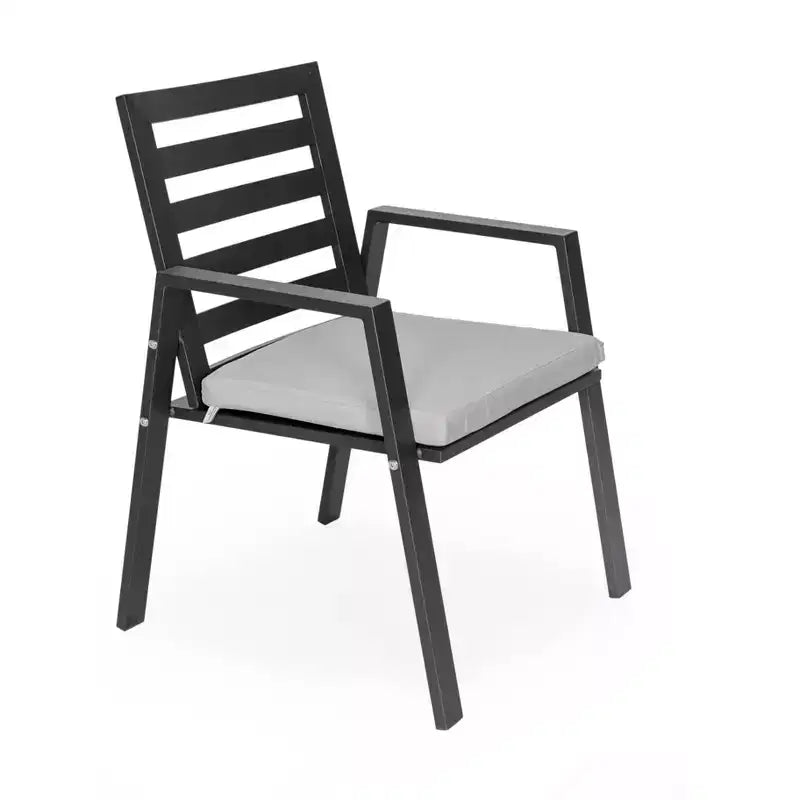 Ensemble de salle à manger de patio 7 pièces LeisureMod Chelsea, table à manger ronde en aluminium de 60 po et 6 fauteuils de salle à manger