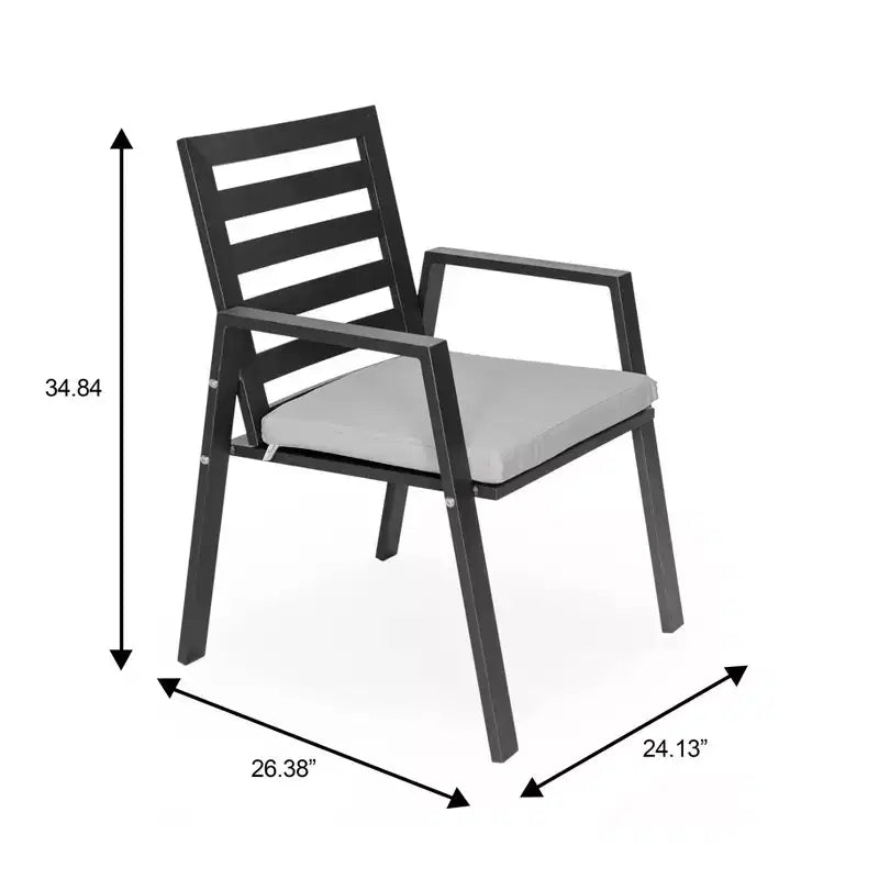 Ensemble de salle à manger de patio 7 pièces LeisureMod Chelsea, table à manger ronde en aluminium de 60 po et 6 fauteuils de salle à manger