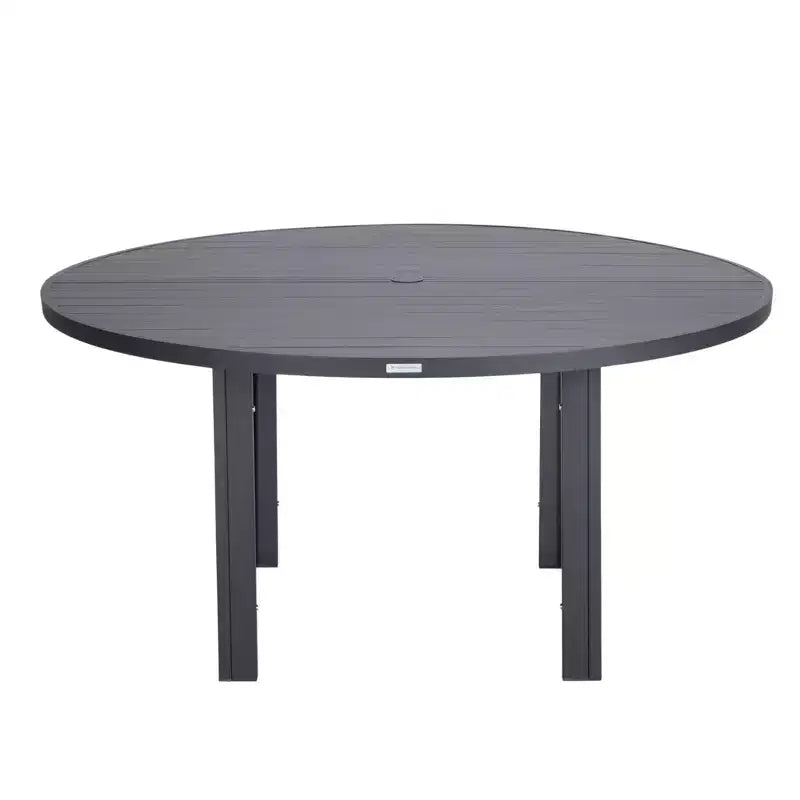 Ensemble de salle à manger de patio 7 pièces LeisureMod Chelsea, table à manger ronde en aluminium de 60 po et 6 fauteuils de salle à manger