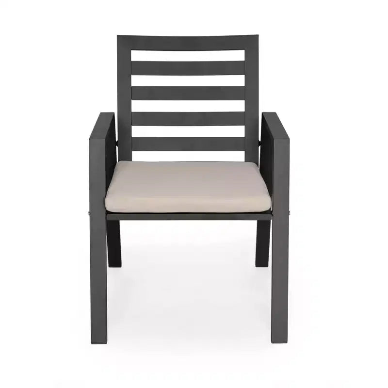 Ensemble de salle à manger de patio 7 pièces LeisureMod Chelsea, table à manger ronde en aluminium de 60 po et 6 fauteuils de salle à manger