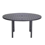 Ensemble de salle à manger de patio 7 pièces LeisureMod Chelsea, table à manger ronde en aluminium de 60 po et 6 fauteuils de salle à manger