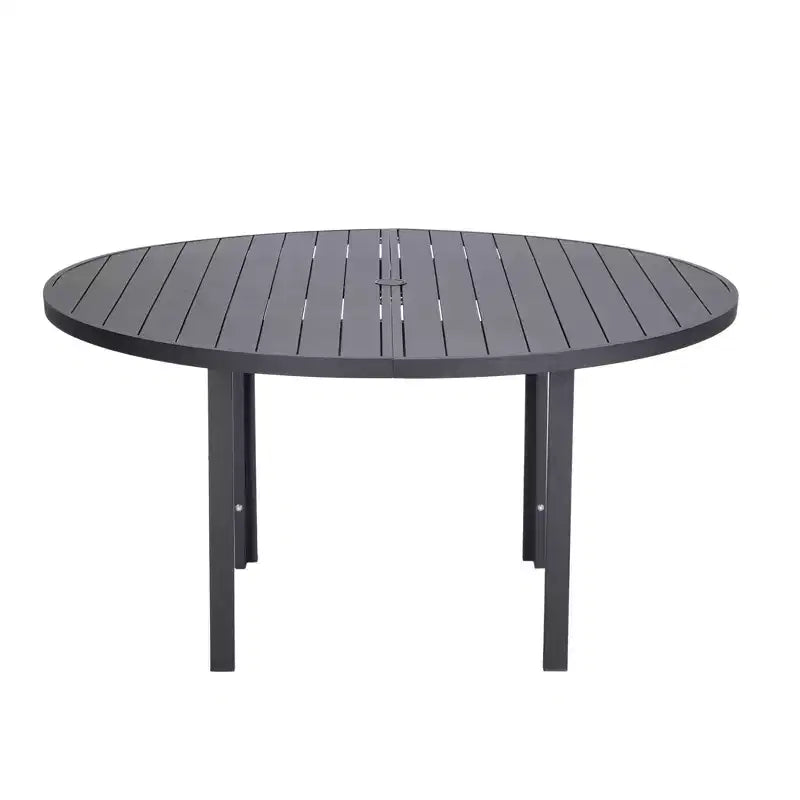 Ensemble de salle à manger de patio 7 pièces LeisureMod Chelsea, table à manger ronde en aluminium de 60 po et 6 fauteuils de salle à manger