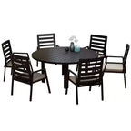 Ensemble de salle à manger de patio 7 pièces LeisureMod Chelsea, table à manger ronde en aluminium de 60 po et 6 fauteuils de salle à manger