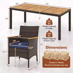 Costway 9PCS Outdoor Dining Set with Acacia Wood Table Top Patio Dining Set for 8 People Navy/Beige