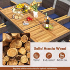 Costway 9PCS Outdoor Dining Set with Acacia Wood Table Top Patio Dining Set for 8 People Navy/Beige
