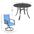 EROMMY 5 Piece Patio Dining Set, Outdoor Dining Table And Chairs Set For 4, 4 Swivel Chairs, 1 Iron Round Table With Adjustable Umbrella Hole