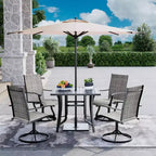 EROMMY 5 Piece Patio Dining Set, Outdoor Dining Table And Chairs Set For 4, 4 Swivel Chairs, 1 Iron Square Table, Patio Furniture Set For Deck